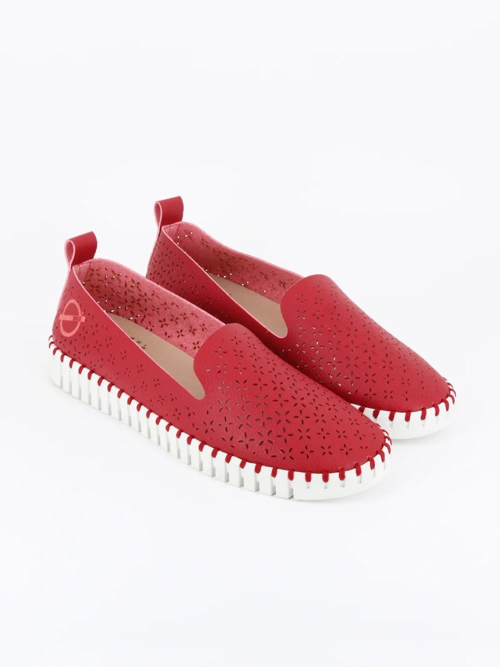 SKA Shoes Original 360 Red Suede Cutout Slip On Flats Loafers Sz 39 US 8.5 Spain